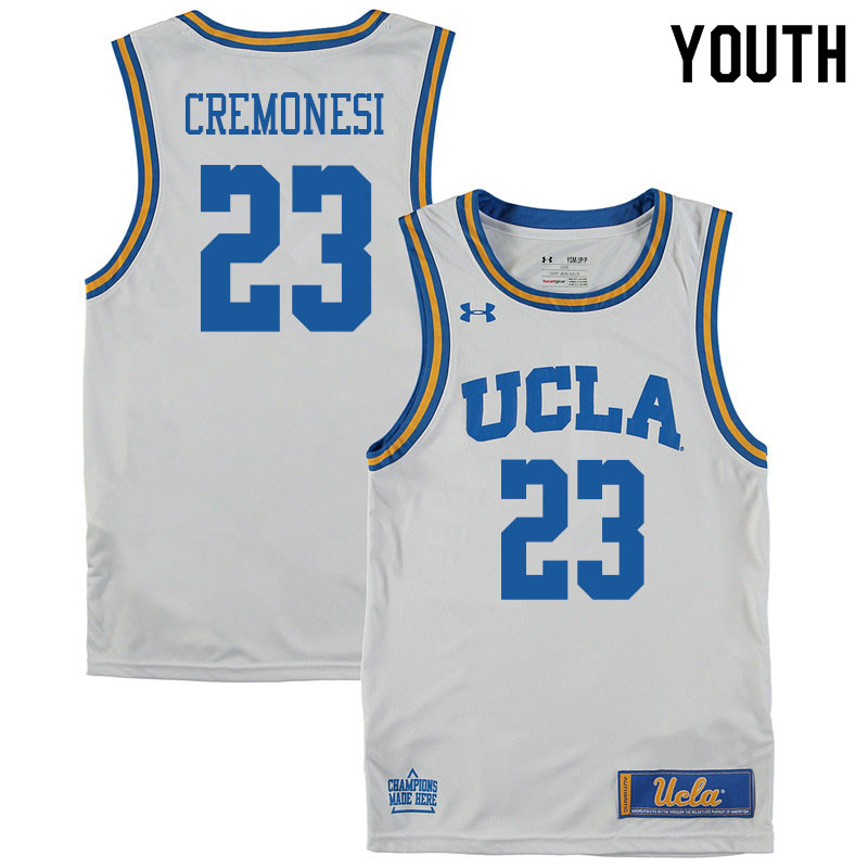 Youth #23 Logan Cremonesi UCLA Burins College Basketball Jerseys Sale-White